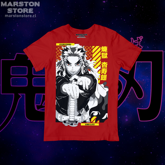 Polera roja con diseño de Kimetsu no Yaiba Demon Slayer