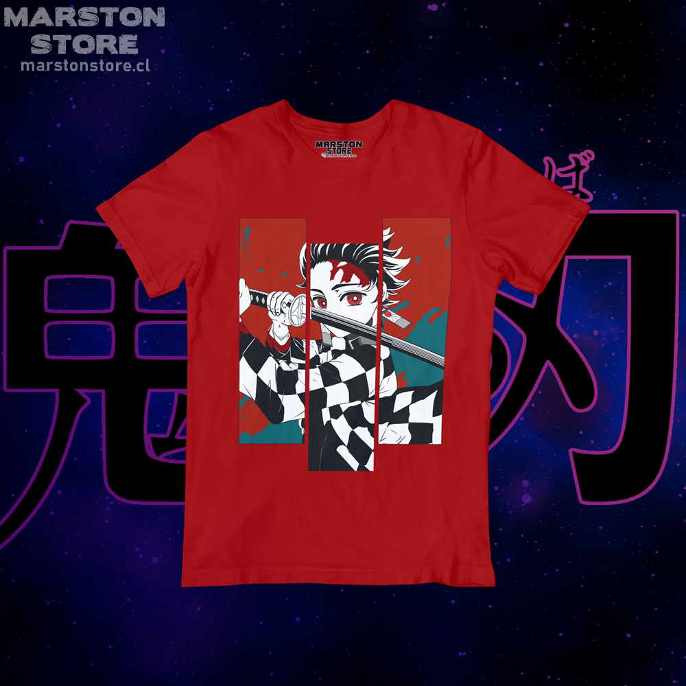 Polera roja con diseño de Kimetsu no Yaiba Demon Slayer
