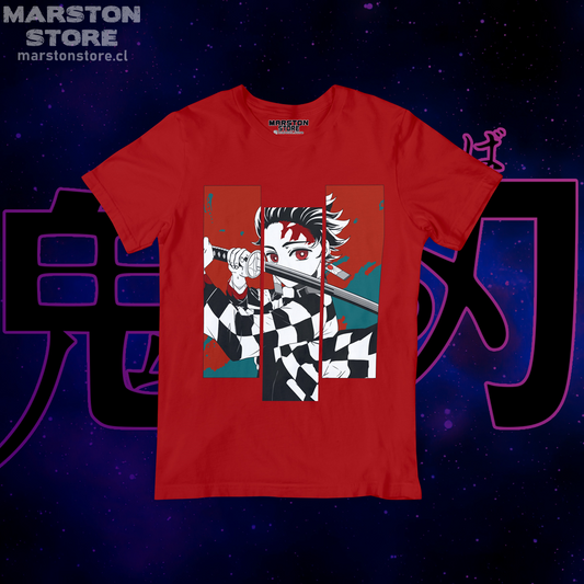 Polera roja con diseño de Kimetsu no Yaiba Demon Slayer