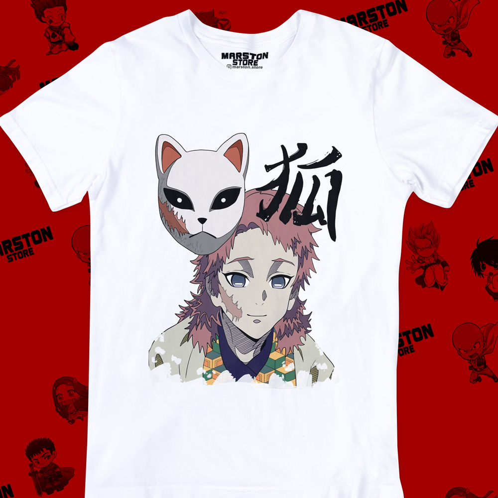 Polera blanca Kimetsu no Yaiba Demon Slayer con diseño de Sabito