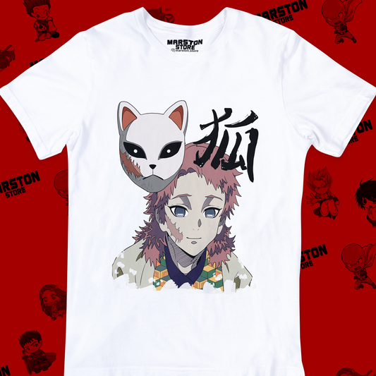 Polera blanca Kimetsu no Yaiba Demon Slayer con diseño de Sabito