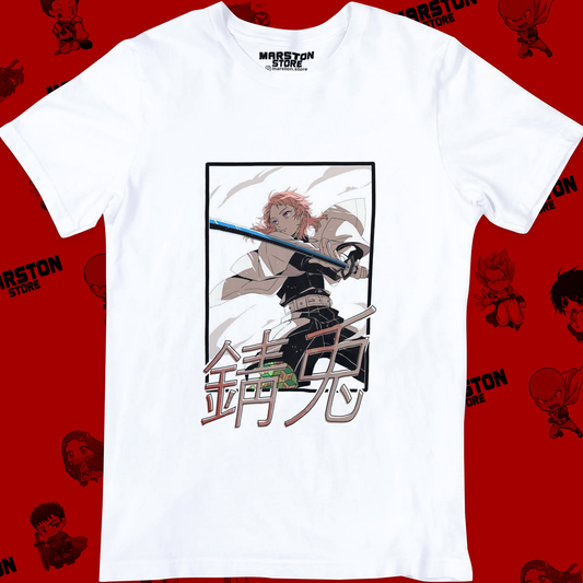 Polera blanca Kimetsu no Yaiba Demon Slayer con diseño de Sabito