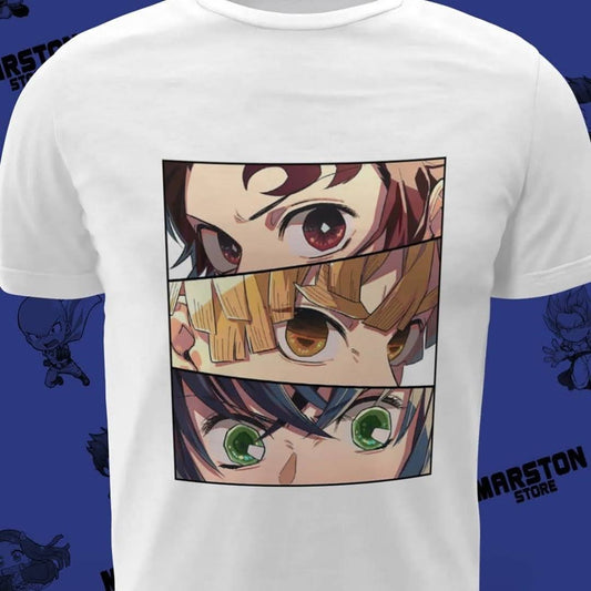 Polera blanca Kimetsu no Yaiba Demon Slayer con diseño de Tanjiro Kamado