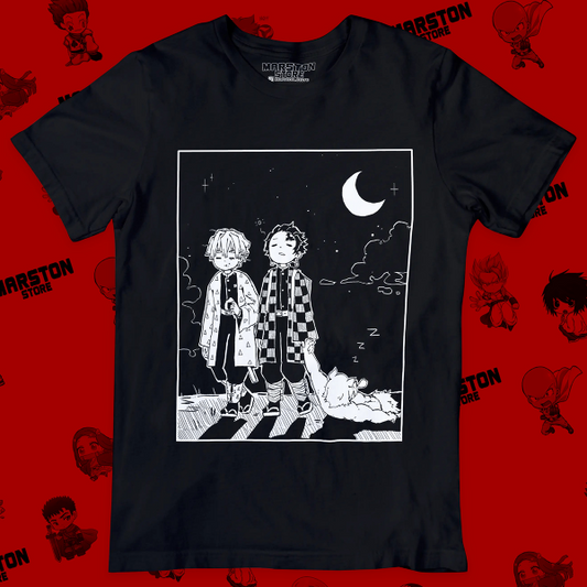 Polera negra Kimetsu no Yaiba Demon Slayer con Tanjiro Kamado, Zenitsu Agatsuma e Inosuke Hashibira