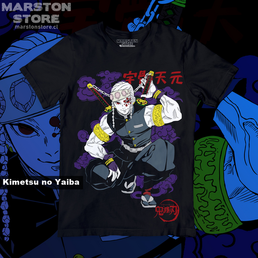 Polera negra Kimetsu no Yaiba Demon Slayer con diseño de Tengen Uzui
