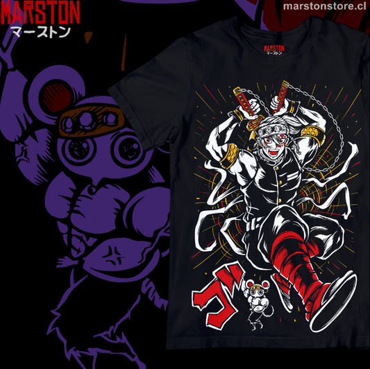 Polera negra Kimetsu no Yaiba Demon Slayer con diseño de Tengen Uzui