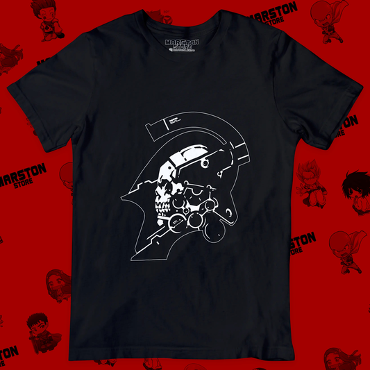 Polera negra Kojima Productions con diseño de Ludens