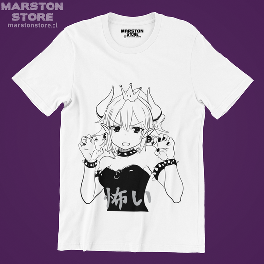 Polera blanca Mario Bros con diseño de Bowsette