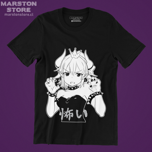 Polera negra Mario Bros con diseño de Bowsette