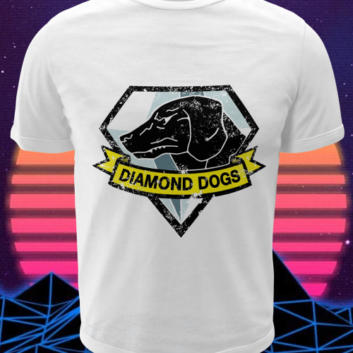 Polera blanca Metal Gear Solid con diseño de Diamond Dogs