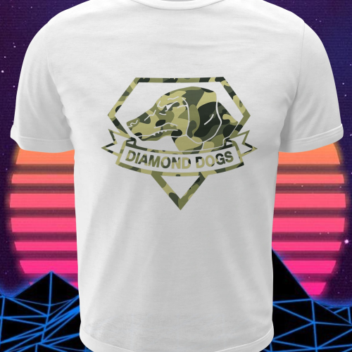 Polera blanca Metal Gear Solid con diseño de Diamond Dogs