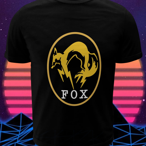 Polera negra Metal Gear Solid con diseño Fox