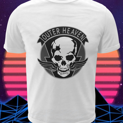 Polera blanca Metal Gear Solid con diseño de Outer Heaven