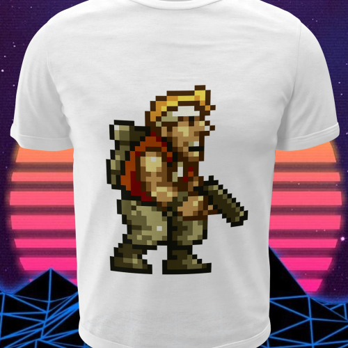 Polera blanca con diseño de Metal Slug