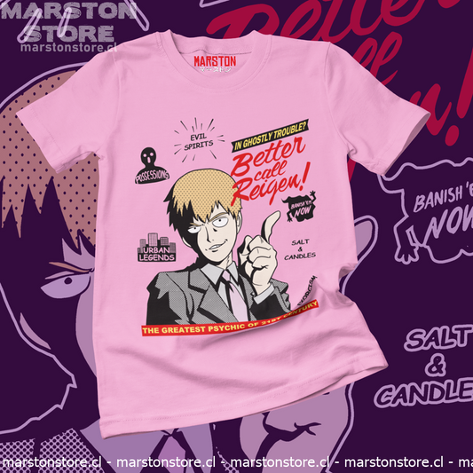 Polera de Mob Psycho 100 con Reigen Arataka