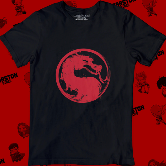 Polera negra con diseño de Mortal Kombat