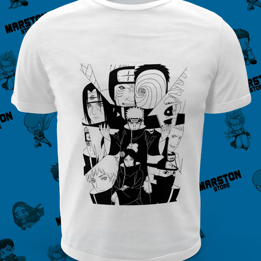 Polera blanca Naruto con diseño de Akatsuki