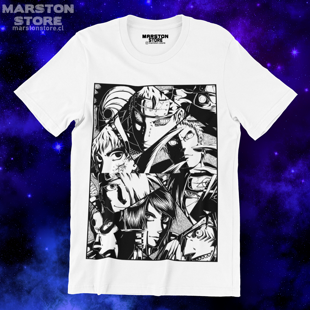 Polera blanca Naruto con diseño de Akatsuki