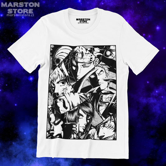 Polera blanca Naruto con diseño de Akatsuki