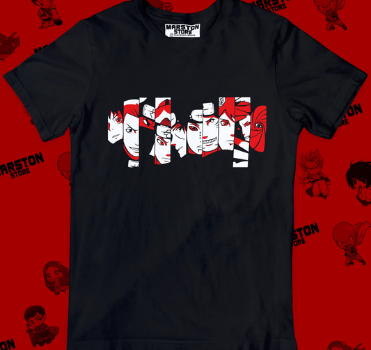 Polera negra Naruto con diseño de Akatsuki