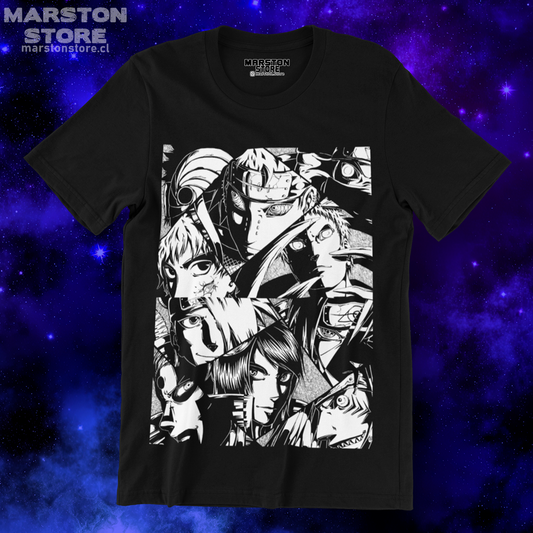 Polera negra Naruto con diseño de Akatsuki