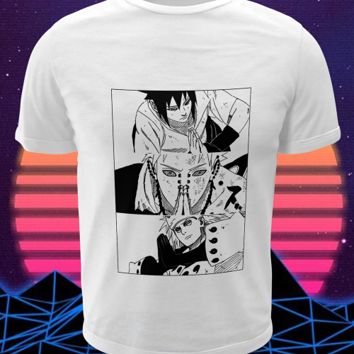 Polera blanca Naruto con diseño inspirado en el anime