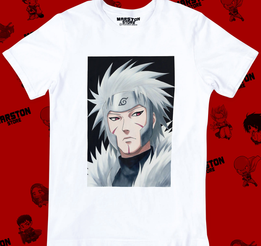 Polera blanca Naruto con diseño inspirado en el anime
