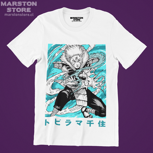 Polera blanca Naruto con diseño inspirado en el anime