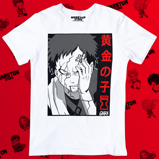 Polera blanca Naruto con diseño de Gaara