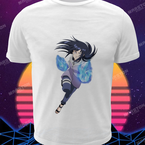 Polera blanca Naruto con diseño de Hinata Hyuga