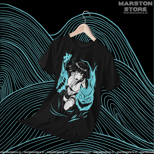 Polera negra Naruto con diseño de Hinata Hyuga