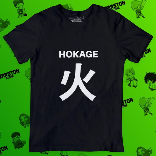 Polera negra Naruto con diseño de Hokage