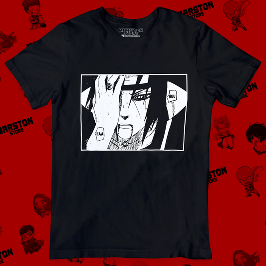 Polera negra Naruto con diseño de Itachi Uchiha