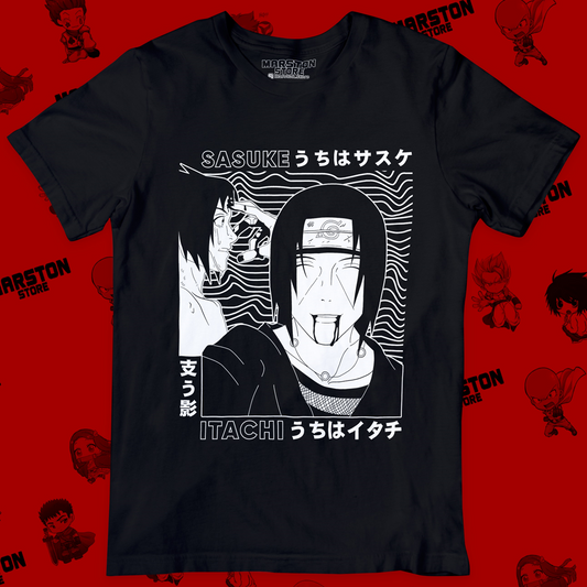 Polera negra Naruto con Itachi Uchiha y Sasuke Uchiha