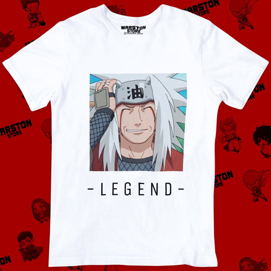 Polera blanca Naruto con diseño de Jiraiya