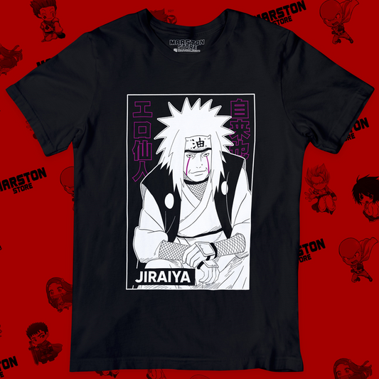 Polera negra Naruto con diseño de Jiraiya