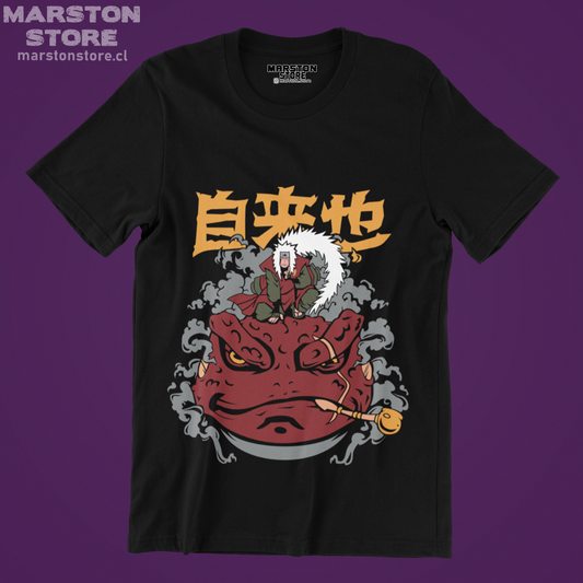Polera negra Naruto con diseño de Jiraiya