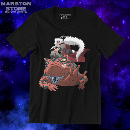 Polera negra Naruto con diseño de Jiraiya