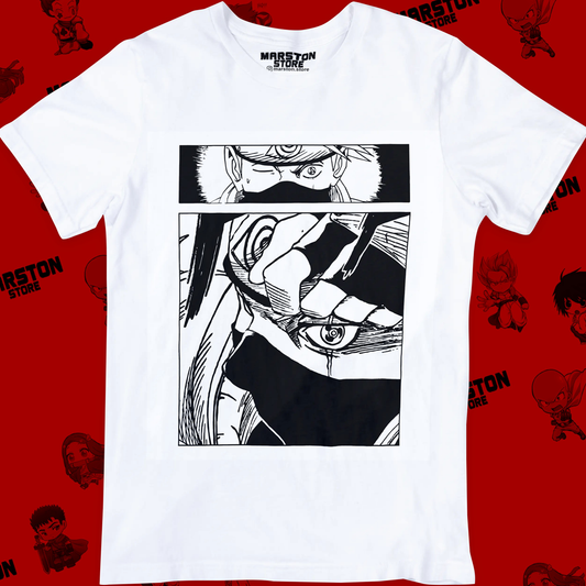 Polera blanca Naruto con diseño de Kakashi Hatake