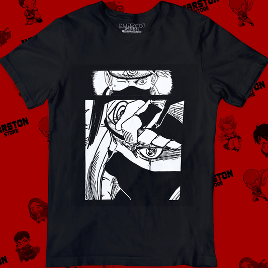 Polera negra Naruto con diseño de Kakashi Hatake