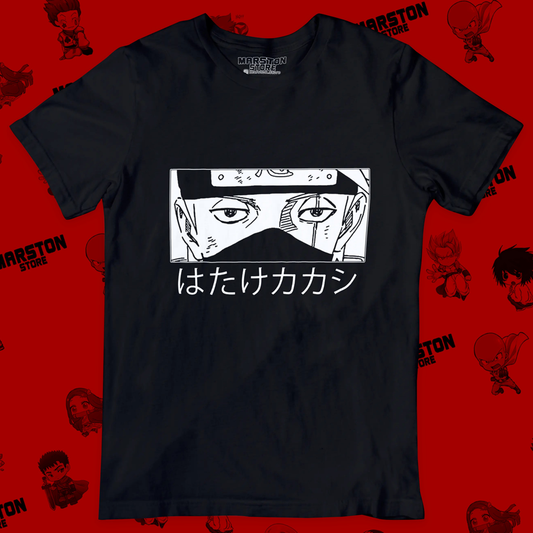 Polera negra Naruto con diseño de Kakashi Hatake