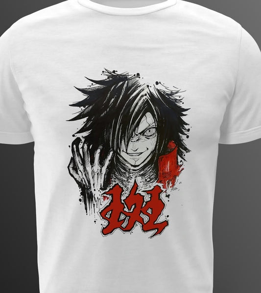 Polera blanca Naruto con diseño de Madara Uchiha