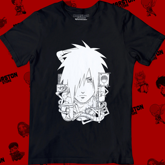 Polera negra Naruto con diseño de Madara Uchiha