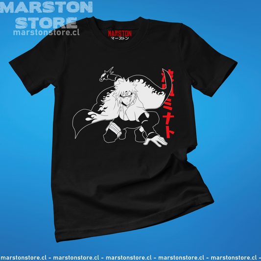 Polera negra Naruto con diseño de Minato Namikaze