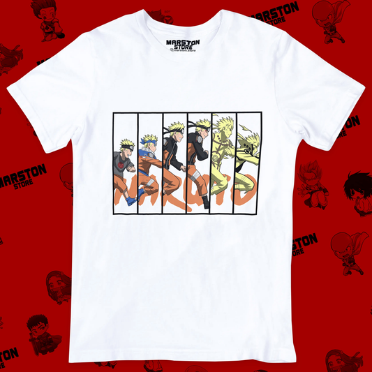 Polera blanca Naruto con diseño de Naruto Uzumaki