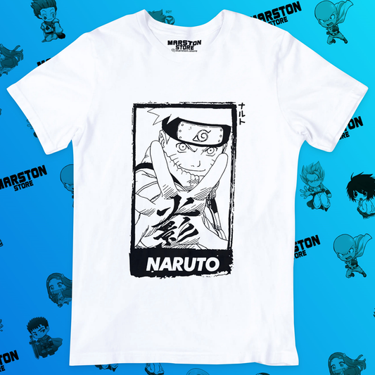 Polera blanca Naruto con diseño de Naruto Uzumaki
