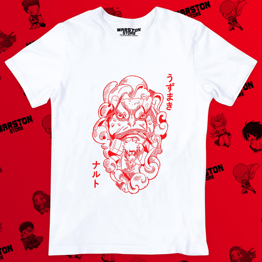 Polera blanca Naruto con diseño de Naruto Uzumaki