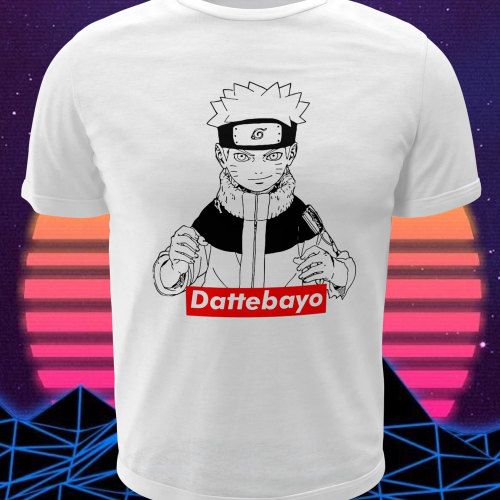 Polera blanca Naruto con diseño de Naruto Uzumaki