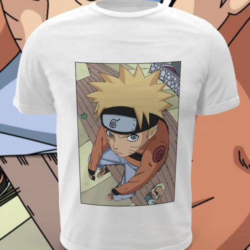 Polera blanca Naruto con diseño de Naruto Uzumaki
