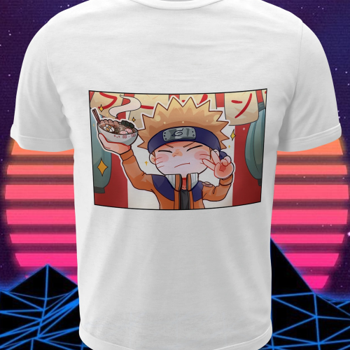 Polera blanca Naruto con diseño de Naruto Uzumaki